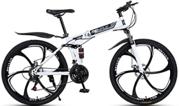 DPCXZ Folding Bike Folding Mountain Bike 26 Inches, 21-Speed High Carbon Steel Frame, Dual Disc Brakes Folding Bikes for Adults, Anti-Slip Shock-Absorbing Mountain Bike, for Men Women White, 26 inches
