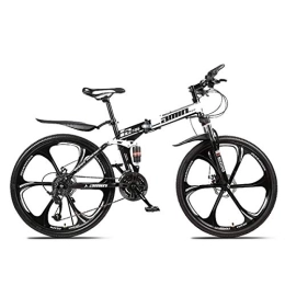 WEHOLY Folding Bike Folding Mountain Bike 30 Speed Steel Frame 26 Inches 3-Spoke Wheels Dual Suspension Folding Bike, 13, 24speeds