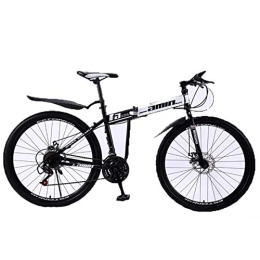 WEHOLY Folding Bike Folding Mountain Bike 30 Speed Steel Frame 26 Inches 3-Spoke Wheels Dual Suspension Folding Bike, 6, 27speeds