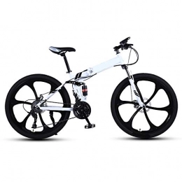 ZhanMazwj Bike Folding Mountain Bike Bicycle 24 Inch 26 Inch Adult One Wheel Double Damping 30 Speed Racing Cross Country Variable Speed Bicycle for Male and Female Students 26 Black+white