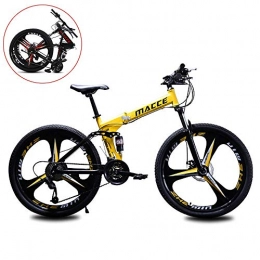 FCHJJ Bike Folding Mountain Bike Bicycle 24in / 26in Mtb Bicycle with 6 Cutter Wheel 21 / 24 / 27 Speed Thickened Shock-absorbing Front Fork Foldable Frame Man Woman General Purpose