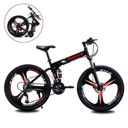 FCHJJ Folding Bike Folding Mountain Bike Bicycle 24in / 26in Mtb Bicycle with 6 Cutter Wheel 21 / 24 / 27 Variable Speed Double Shock Absorption Foldable Frame Man Woman General Purpose