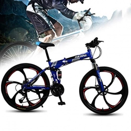 DORALO Folding Bike Folding Mountain Bike Bicycle, Double Shock-Absorbing, Variable Speed Portable City Bicycle Adult Student, 26 Inch 27-Speed, Blue, Blue, 24 inch 24 speed A