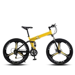 ASPZQ Bike Folding Mountain Bike, Comfortable Mobile Portable Compact Lightweight Dual Disc Brake Folding Bike Adult Student Lightweight Bike, Yellow, 24 inches
