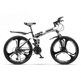 Folding mountain bike, double shock-absorbing bicycle, lightweight aluminum frame mountain bike, adult mountain bike 21/24/27/30 speed with dual disc brake front suspension