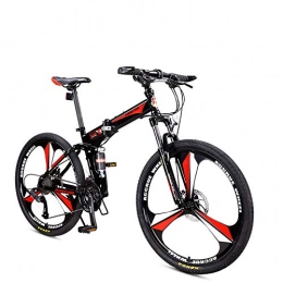 CXSMKP Bike Folding Mountain Bike for Adult, 26-Inch Wheel 3 Spoke 24 Speed Double Disc Brake, Full Suspension, High Carbon Steel Anti-Slip MTB Priority Bike