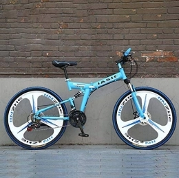 WJSW Folding Bike Folding Mountain Bike for Adult Men And Women, High Carbon Steel Dual Suspension Frame Mountain Bicycle, Mium Alloy Wheels