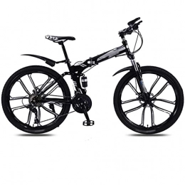 LJHSS Bike Folding Mountain Bike for Adults, 30-Speed Mountain Bike - 26 '' Foldable Adult Bicycle - Folding Mountain Bike - Double Disc BrakesBrakes - Bike for Men and Women ( Color : Black , Size : 30 SPEED )