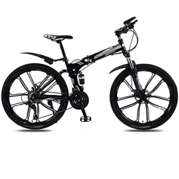 Mrzyzy Bike Folding Mountain Bike for Adults, 30-Speed Mountain Bike - 26 '' Foldable Adult Bicycle - Folding Mountain Bike - Double Disc BrakesBrakes - Bike for Men and Women (Color : Black, Size : 30 SPEED)