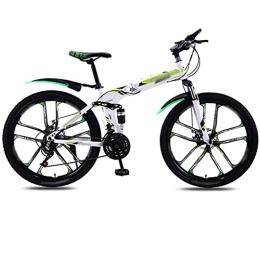 Mrzyzy Bike Folding Mountain Bike for Adults, 30-Speed Mountain Bike - 26 '' Foldable Adult Bicycle - Folding Mountain Bike - Double Disc BrakesBrakes - Bike for Men and Women (Color : White, Size : 30 SPEED)