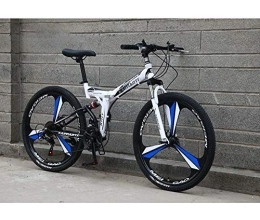 WJSW Bike Folding Mountain Bike for Adults, High Carbon Steel Frame, Dual Disc Brake, Full Suspension for Men Women Bike Bicycle