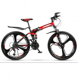 WWJL Bike Folding Mountain Bike, High Carbon Steel Double Shock Absorber Bicycle, Optional 24 And 26 Inch Wheels, 21 24 27 30 Variable Speed Off-Road Racing, A, 24