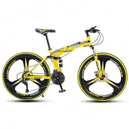 SHTST Bike Folding Mountain Bike - High Carbon Steel Frame, with one-piece magnesium alloy wheeland 26 Speed Shifter, Double Disc Brake Anti-Slip Bicycles (Color : Yellow)