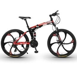 Aoyo Folding Bike Folding Mountain Bike, Male Adult Variable Speed Portable Lightweight Bicycle Double Shock Off-road Racing(Color:21-speed 24-inch-six cutter wheel C1)