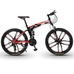 Aoyo Bike Folding Mountain Bike, Male Adult Variable Speed Portable Lightweight Bicycle Double Shock Off-road Racing(Color:21-speed 24-inch-ten cutter wheel D1)
