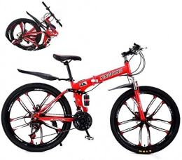 Suge Bike Folding Mountain Bike Shock Absorber 26 Inch Bicycle Shift Folded Mountain Bike 24 Adult Students Vehicle Speed / Speed ?27, Red, 27 speed