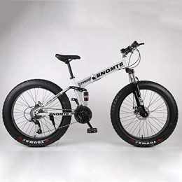 Folding Mountain Bikes, 24-26 Inch Fat Tire Hardtail Mountain Bike, Super Wide 4.0 Big Tires Dual Suspension Frame And Suspension Fork All Terrain Mountain Bike,Silver,26in