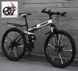 Llpeng Folding Bike Folding Mountain Bikes 24 Inch 21 / 24 / 27 / 30 Speed Variable All Terrain Quick Foldable Adult Mountain Off-Road Bicycle High Carbon Steel Frame Double Shock Absorption (Color : B, Size : 21 Speed)