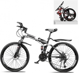 Llpeng Bike Folding Mountain Bikes 24 Inch 21 / 24 / 27 / 30 Speed Variable All Terrain Quick Foldable Adult Mountain Off-Road Bicycle High Carbon Steel Frame Double Shock Absorption (Color : C, Size : 27 Speed)