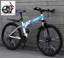 Llpeng Folding Bike Folding Mountain Bikes 24 Inch 21 / 24 / 27 / 30 Speed Variable All Terrain Quick Foldable Adult Mountain Off-Road Bicycle High Carbon Steel Frame Double Shock Absorption (Color : D, Size : 30 Speed)