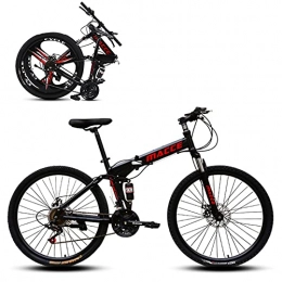 SHUI Folding Bike Folding Mountain Bikes, 24 Inch 21 / 24 / 27 Speed Anti-Slip MTB, Fashion and Cool Bicycle Suitable for People With a Height of 140-170cm Black-27sp