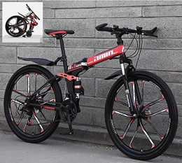 Llpeng Bike Folding Mountain Bikes 26 Inch 21 / 24 / 27 / 30 Speed Variable All Terrain Quick Foldable Adult Mountain Off-Road Bicycle High Carbon Steel Frame Double Shock Absorption (Color : C, Size : 27 Speed)