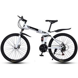 Ouumeis Folding Bike Folding Mountain Bikes 26 Inch 30 Cutter Wheels Men Women General Purpose All Terrain Adult Quick Foldable Bicycle High Carbon Steel Frame Variable Speed Double Shock Absorption, White, 24 Speed