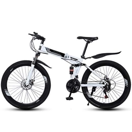 Ouumeis Bike Folding Mountain Bikes 26 Inch 40 Cutter Wheels Men Women General Purpose All Terrain Adult Quick Foldable Bicycle High Carbon Steel Frame Variable Speed Double Shock Absorption, White, 27 Speed