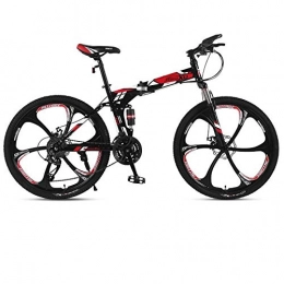 RSJK Folding Bike Folding mountain bikes Adult off-road Variable speed racing car Double damping Front and rear disc brakes 26 inch aluminum alloy wheels 21-27 shifting system@6 knife red_26 inch 27 speed 165-185cm