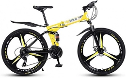 TYUI Bike Folding Outroad Bicycles Adult Mountain Bikes Folded Within Men and Women Folding Bike 21-Speed 26-inch Wheels Outdoor Bicycle-yellow