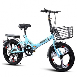 B-yun Bike Folding Speed Bikes 20 Inch Small Portable Student City Bicycle Bike Shock Dual Disc Brakes Non-slip Bike For Men Women(Color:blue)