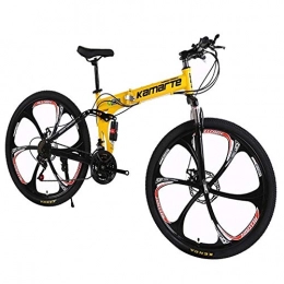 LYRWISHJD Folding Bike Folding System Mountain Bike City Bike, Man, Woman, Child One Size Fits All , Folding System, Simple Assembly Easy To Carry Easy To Store Elevator Trunk Office ( Color : Yellow , Size : 24 inch )