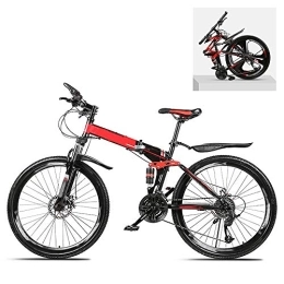  Bike Foldingmountain Bikes 24 Inch 21 / 24 / 27 / 30 Speed Variable All Terrain Quick Foldable Adultmountain Off-Road Bicycle High Carbon Steel Frame Double Shock Absorption, C, 21 Speed