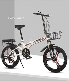 Foto-Wand Folding Bike Foto-Wand Creative foldable bicycle adult male and female 20 inch variable speed bicycle lightweight portable bicycle, White-One wheel