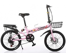 Foto-Wand Folding Bike Foto-Wand Yunyisujiao Bicycle Folding Bicycle Adult Men And Women 20 Inch Folding Speed Bicycle Lightweight Portable Bicycle (Color : WHITE, Size : 115 * 30 * 95CM), Pink-Banner wheels
