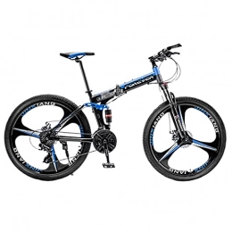 Tbagem-Yjr Folding Bike Full Suspension 24 Inch Folding Mountain Bike, 3 Knife Wheels Adult Student Small Portable Bicycle 21 / 24 / 27 / 30 Speed Women Men Travel Outdoor Bicycle Adjustable Bicycle Color:A-B