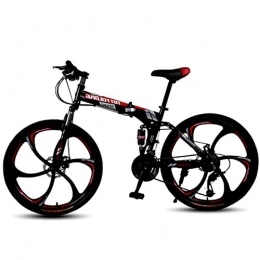FuLov Bike FuLov 20" / 24" / 26" Wheel Folding Mountain Bike, Full Suspension Mountain Bikes, Hard Tail High-Carbon Steel Bicycle for Men's And Women Bike - Red, 20inch 27speed