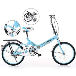 FXMJ Folding Bike FXMJ 20 Inch Folding Bicycle for Adults Men and Women, Portable Outdoor Travel Bikes City Urban Commuters for Adult Teens, Blue