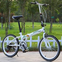 FyuFE Folding Bike FyuFE 20 Inch Folding Bicycle Shifting-Folding Variable Speed Bicycle for Men And Women Bicycle, Ultra Light Portable Leisure Bicycle Adult Student Bike, White
