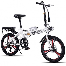 FYYTRL Lightweight Carbon Steel Folding City Bike, 20 Inch Men and Women Double Disc Brake Shock Absorber Variable Speed Bicycle,White