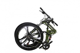 EUROBIKE Folding Bike G4 Folding Bike 21 Speed 26 Inches Dual Disc Brakes K Spoke Wheel Mountain Bike for Adult (K-GREEN)