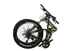 EUROBIKE Folding Bike G4 Folding Bike 21 Speed 26 Inches Dual Disc Brakes K Spoke Wheel Mountain Bike for Adult (SPOKE-GREEN)