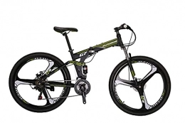 EUROBIKE Folding Bike G7 Folding Bike 21 Speed 27.5 Inches Dual Suspension Spoke K Wheel Mountain Bike for Mens / Womens (K-GREEN)