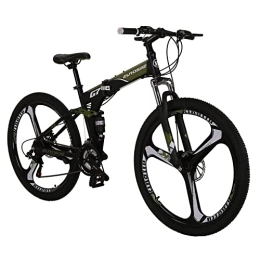 EUROBIKE Folding Bike G7 Mountain Bike 21 Speed Steel Frame 27.5 Inches Wheel Dual Suspension Folding Bike (Armygreen / 3 Spoke)