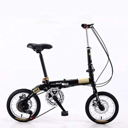 GaoGaoBei Folding Bike GaoGaoBei 14 Inch Foldable Mini Ultralight Portable Adult Children Students Men And Women Small Wheel Variable Speed Double Disc Brake Bicycle, Black, Super