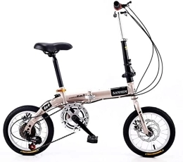 GaoGaoBei Folding Bike GaoGaoBei 14 Inch Foldable Mini Ultralight Portable Adult Children Students Men And Women Small Wheel Variable Speed Double Disc Brake Bicycle, White, Super