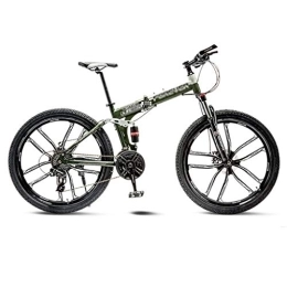 GAOTTINGSD Folding Bike GAOTTINGSD Adult Mountain Bike Mountain Bike Road Bicycle Folding Men's MTB 21 Speed 24 / 26 Inch Wheels For Adult Womens (Color : Green, Size : 26in)