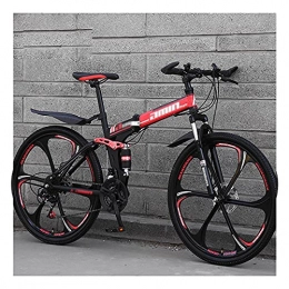 GAOXQ Folding Bike GAOXQ Mountain Bike Folding Bikes, Featuring 3 / 6 / 10 Spoke Wheels and 21 / 24 / 27 / 30 Speed Shifter, Double Disc Brake and Dual Suspension Anti-Slip Bicycles (26 In) Six knife wheel -21