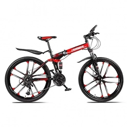 GAOXQ Folding Bike GAOXQ Mountain Bike Folding Bikes, Featuring 3 / 6 / 10 Spoke Wheels and 21 / 24 / 27 / 30 Speed Shifter, Double Disc Brake and Dual Suspension Anti-Slip Bicycles (26 In) Ten Knife Wheel -21