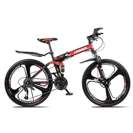 GAOXQ Bike GAOXQ Mountain Bike Folding Bikes, Featuring 3 / 6 / 10 Spoke Wheels and 21 / 24 / 27 / 30 Speed Shifter, Double Disc Brake and Dual Suspension Anti-Slip Bicycles (26 In) Three Knife Wheel -21